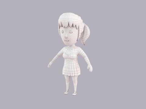 Cartoon Female Character Rigged 023 Modelo 3D
