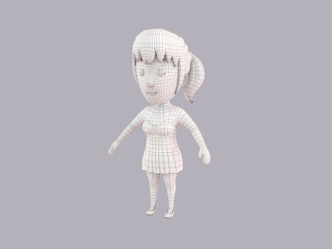 Cartoon Female Character Rigged 023 3D Model