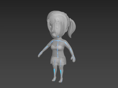 Cartoon Female Character Rigged 023 3D Model