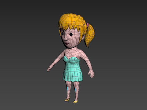 Cartoon Female Character Rigged 023 Modelo 3D