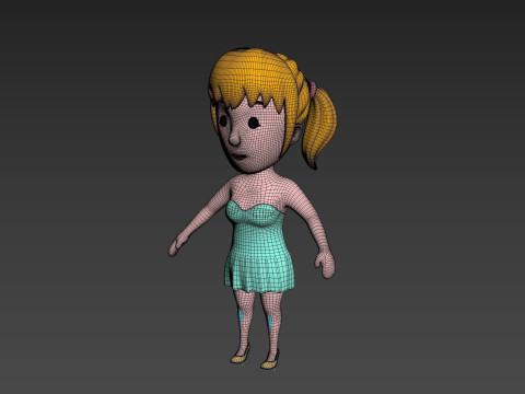 Cartoon Female Character Rigged 023 Modelo 3D