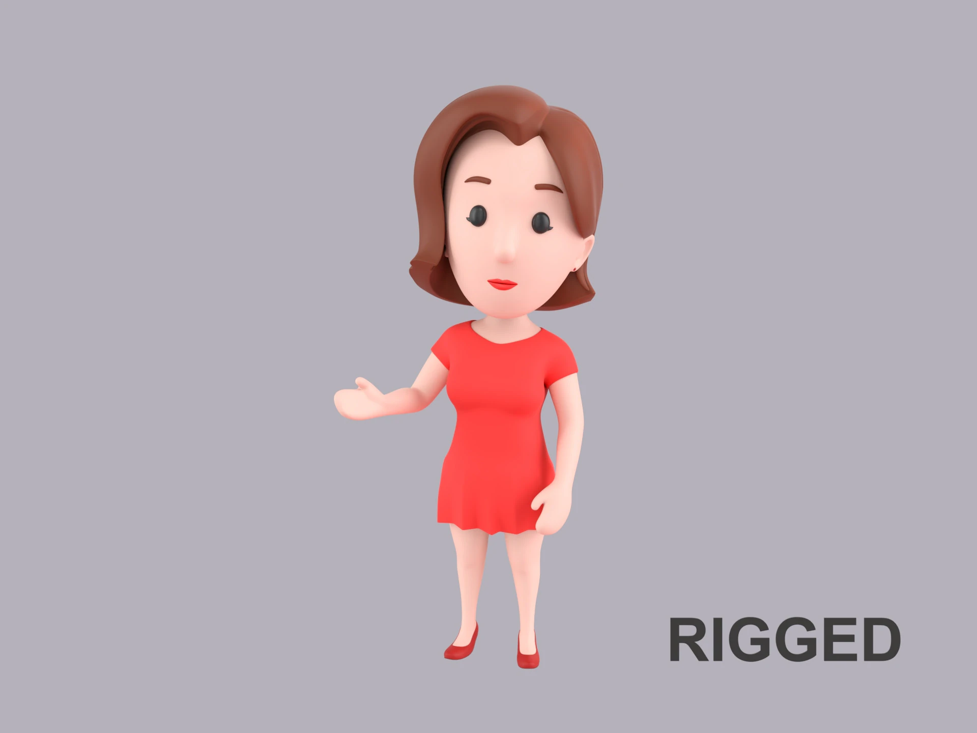 Cartoon Female Character Rigged 024 3D Model .c4d .max .obj .3ds .fbx .stl .blend 