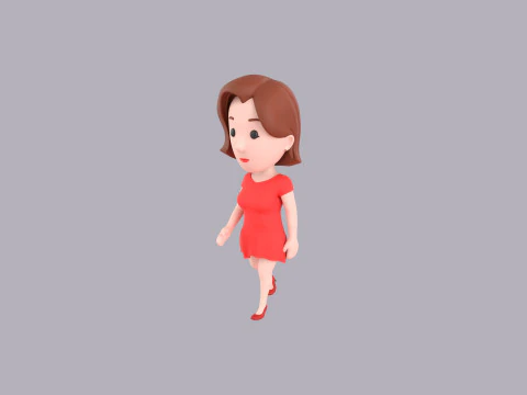 Cartoon Female Character Rigged 024 3D Model
