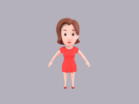 Cartoon Female Character Rigged 024 3Dモデル