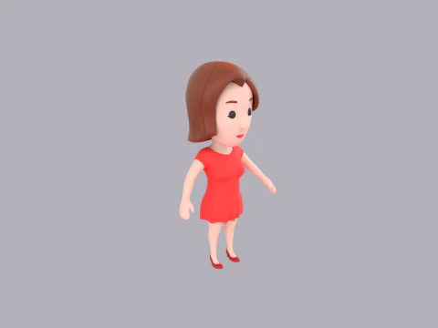 Cartoon Female Character Rigged 024 3D Model