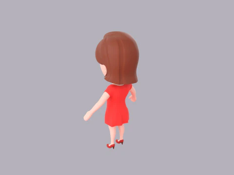Cartoon Female Character Rigged 024 3D Model