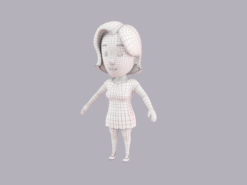 Cartoon Female Character Rigged 024 3Dモデル