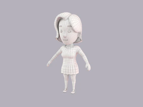 Cartoon Female Character Rigged 024 3D Model