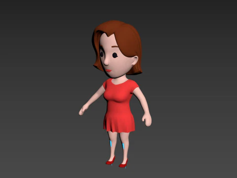 Cartoon Female Character Rigged 024 3D Model
