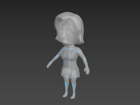 Cartoon Female Character Rigged 024 3D Model
