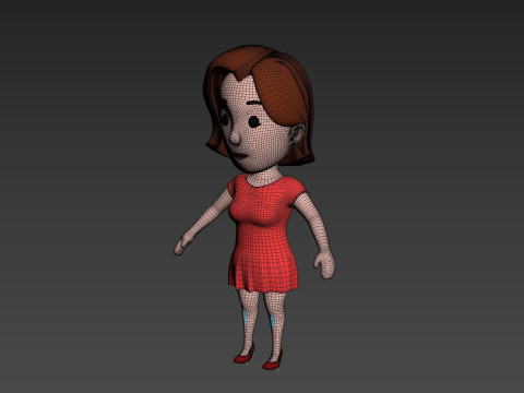 Cartoon Female Character Rigged 024 3Dモデル