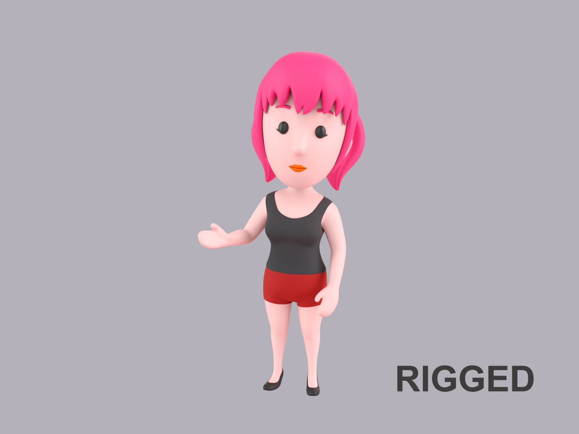 Cartoon Female Character Rigged 025 3D Model .c4d .max .obj .3ds .fbx .stl .blend 