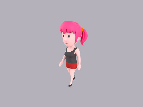 Cartoon Female Character Rigged 025 3D Model