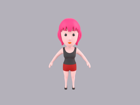 Cartoon Female Character Rigged 025 3D Model