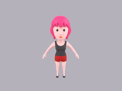 Cartoon Female Character Rigged 025 3D Model