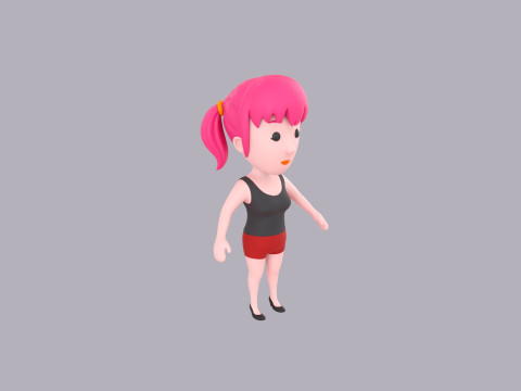 Cartoon Female Character Rigged 025 3D Model