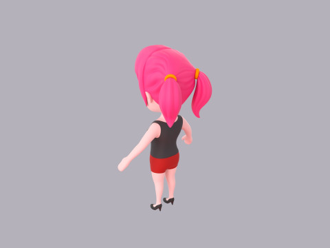 Cartoon Female Character Rigged 025 3D Model