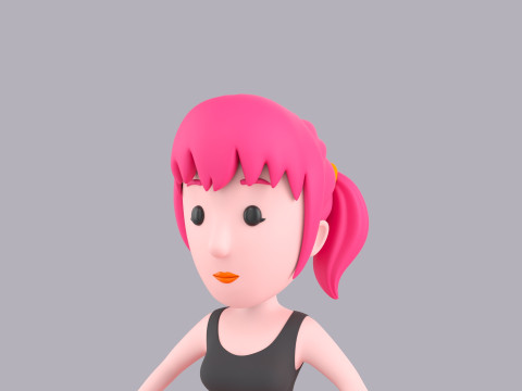 Cartoon Female Character Rigged 025 3D Model