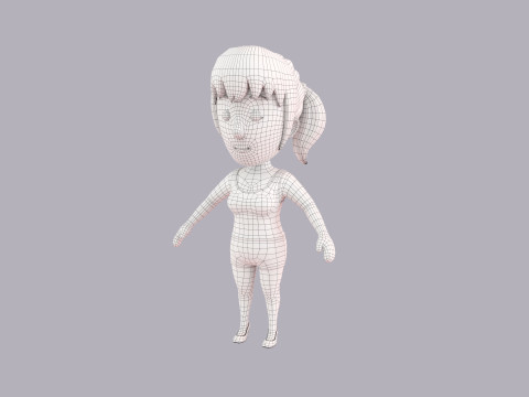 Cartoon Female Character Rigged 025 3D Model