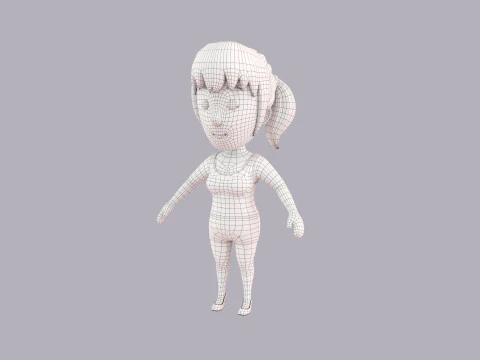 Cartoon Female Character Rigged 025 3D Model