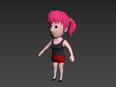 Cartoon Female Character Rigged 025 3D Model