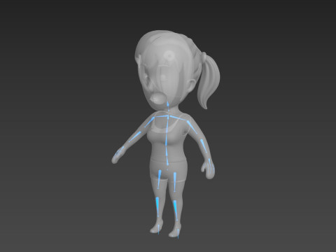 Cartoon Female Character Rigged 025 3D Model