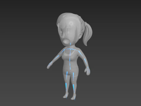Cartoon Female Character Rigged 025 3D Model