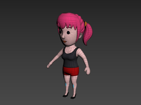 Cartoon Female Character Rigged 025 3D Model