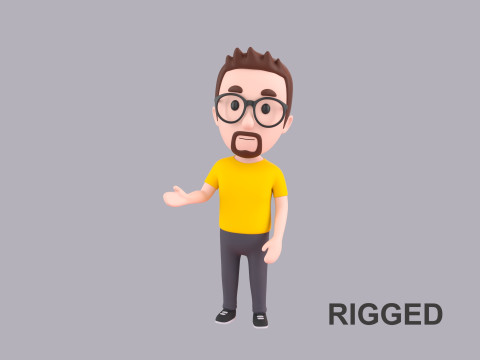 Cartoon Male Character Rigged 021 3D Model