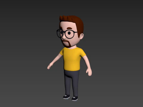 Cartoon Male Character Rigged 021 3D Model