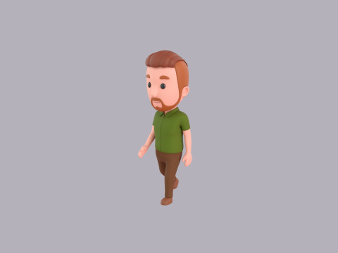 Cartoon Male Character Rigged 022 3D Модель