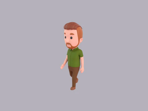 Cartoon Male Character Rigged 022 3D Model