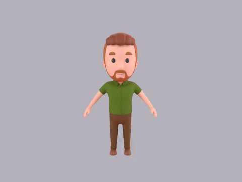 Cartoon Male Character Rigged 022 3D Model