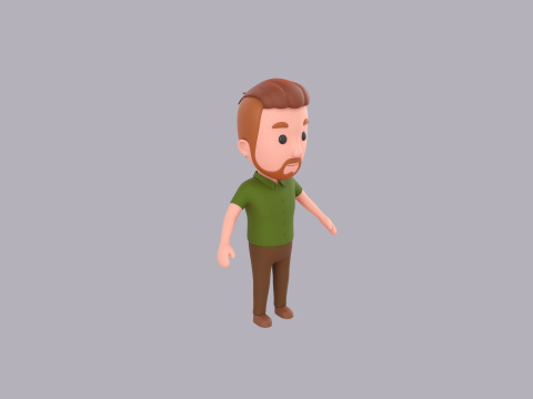 Cartoon Male Character Rigged 022 3D Модель