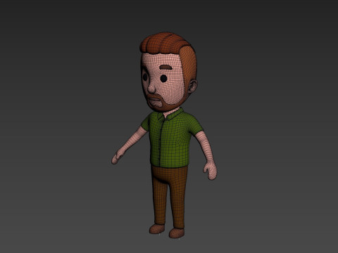 Cartoon Male Character Rigged 022 3D Модель