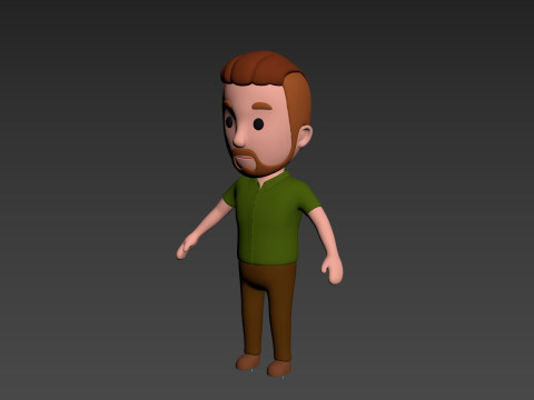 Cartoon Male Character Rigged 022 3D Модель