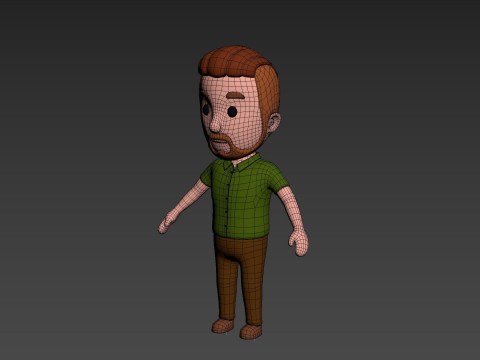 Cartoon Male Character Rigged 022 3D Модель