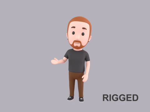 Cartoon Male Character Rigged 023 3D Model