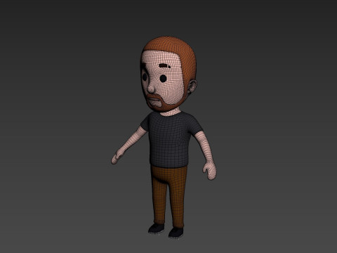 Cartoon Male Character Rigged 023 3D Model