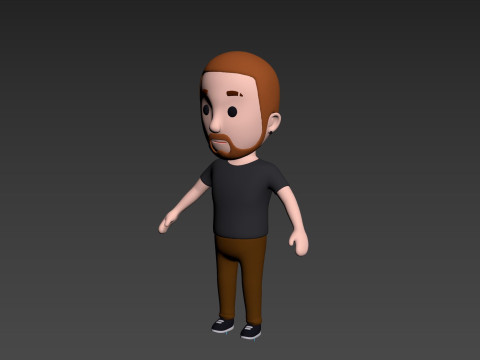 Cartoon Male Character Rigged 023 3D Model