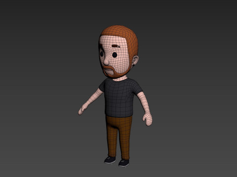 Cartoon Male Character Rigged 023 3D Model