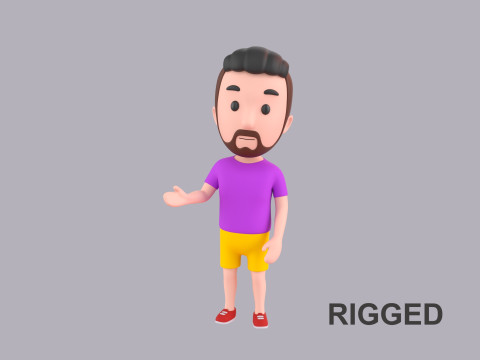 Cartoon Male Character Rigged 025 3D Model