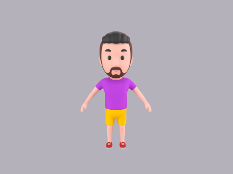 Cartoon Male Character Rigged 025 3D Model