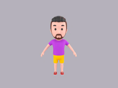 Cartoon Male Character Rigged 025 3D Model