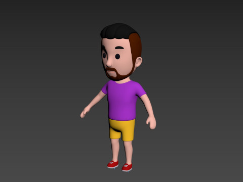 Cartoon Male Character Rigged 025 3D Model