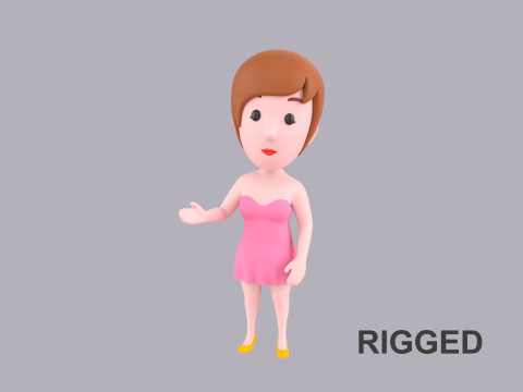Cartoon Female Character Rigged 026 Modelo 3D