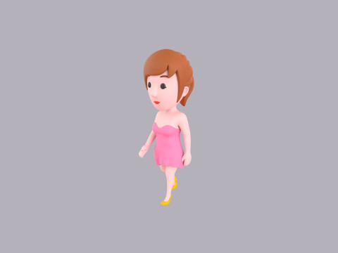 Cartoon Female Character Rigged 026 Modello 3D