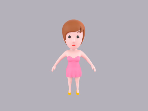 Cartoon Female Character Rigged 026 Modello 3D