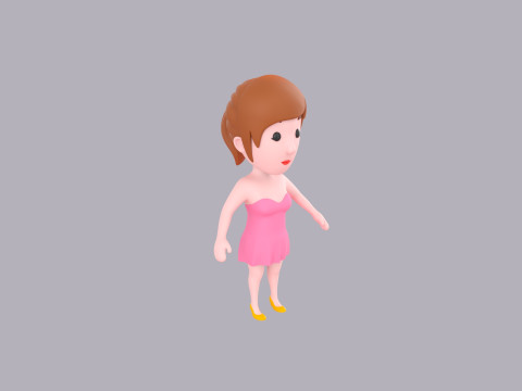 Cartoon Female Character Rigged 026 Modello 3D