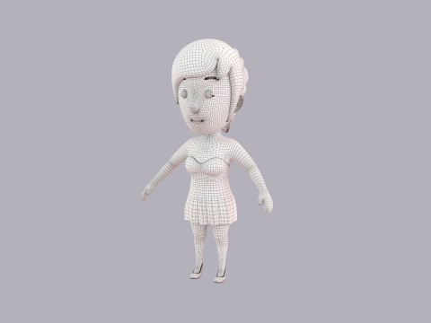 Cartoon Female Character Rigged 026 Modello 3D